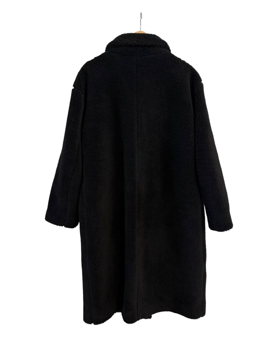 GAP Long Sherpa Coat Black Teddy Women’s Size Large 742102 - Picture 10 of 12